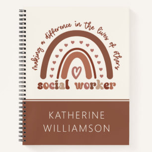 Custom Boho Social Worker Appreciation Graduation Notebook