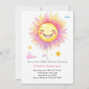Custom Boho Sun Girl Baby Shower Invitation