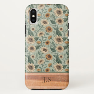 Custom Boho Sunflowers Wood Effect Case-Mate iPhone Case