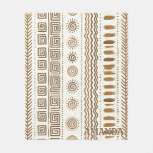 Custom Boho Tribal Folk Art Geometric Brown 