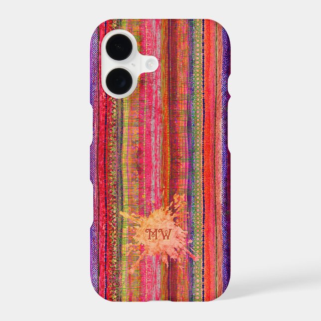 Custom Boho Vintage Red Violet Stripes -  (Back)