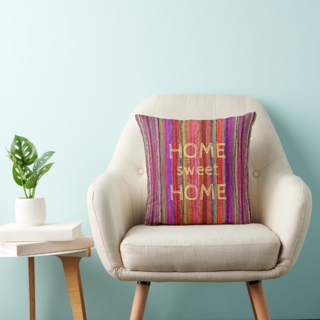 Custom Boho Vintage Red Violet Stripes -  Cushion (Chair)