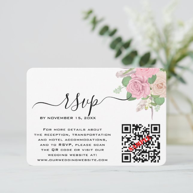 Custom Boho Wedding QR Code RSVP  (Standing Front)
