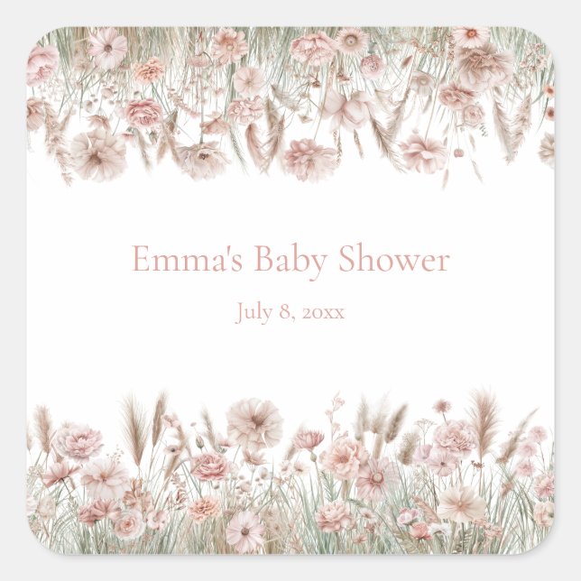 Custom Boho Wildflower Event Stickers (Front)