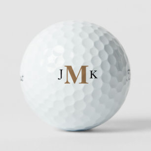 Custom Bold Black & Gold Monogram Titleist Pro VI Golf Balls