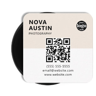 Custom Bold Minimal Company Logo Modern QR Code Square Business Card