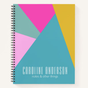 Custom Bold Pastel Geometric Colour Block Design Notebook