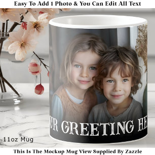 Custom Bold Personalized Family One Photo Coffee Mug