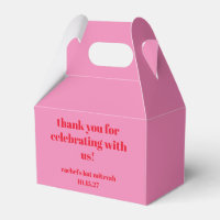 Custom Bold Pink Red Modern Bat Mitzvah Thank You