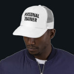 Custom Bold Text Mens Personal Trainer Baseball Trucker Hat<br><div class="desc">Add Image Company Logo Large Big Bold Font Text Here Modern Elegant Template Men's Women's Unisex Black White Baseball Cap / Personal Trainer Trucker Hat.</div>