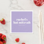 Custom Bold Typography Modern Lavender Bat Mitzvah Napkin<br><div class="desc">Custom Bold Typography in Lavender and White Modern Bat Mitzvah Napkins</div>