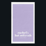 Custom Bold Typography Modern Lavender Bat Mitzvah Napkin<br><div class="desc">Custom Bold Typography in Lavender and White Modern Bat Mitzvah Paper Guest Towels</div>