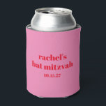 Custom Bold Typography Pink Red Modern Bat Mitzvah Can Cooler<br><div class="desc">Custom Bold Typography Bright Pink and Red Modern Bat Mitzvah Can Cooler</div>