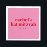 Custom Bold Typography Pink Red Modern Bat Mitzvah Napkin<br><div class="desc">Custom Bold Typography Bright Pink and Red Modern Bat Mitzvah Napkins</div>