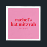 Custom Bold Typography Pink Red Modern Bat Mitzvah Napkin<br><div class="desc">Custom Bold Typography Bright Pink and Red Modern Bat Mitzvah Napkins</div>