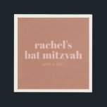 Custom Bold Typography Terracotta Pink Bat Mitzvah Napkin<br><div class="desc">Modern and simple personalised bat mitzvah napkins with bold typography in terracotta and pink.</div>