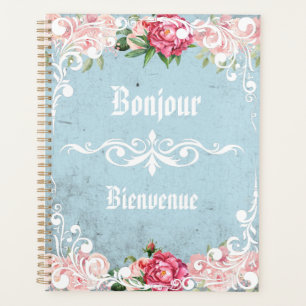 Custom Bonjour Bienvenue Romantic frenchy artwork Planner