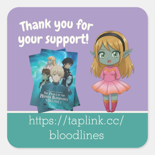 Custom Book Cover Character Thank You Author  Square Sticker (Front)