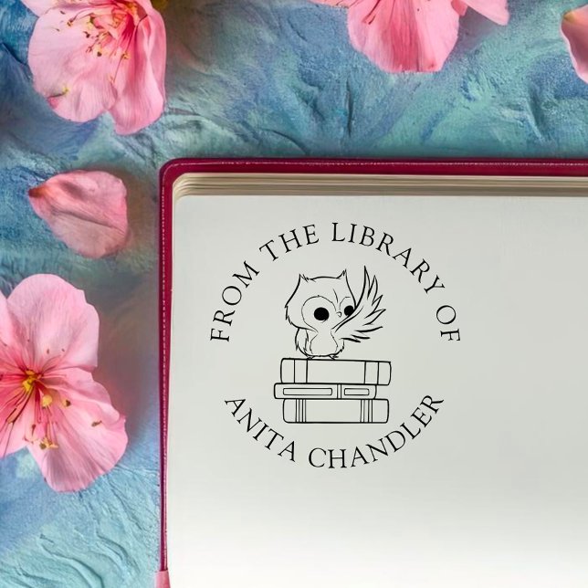 Custom Book | Cute Owl on Books  Self-inking Stamp (Creator Uploaded)