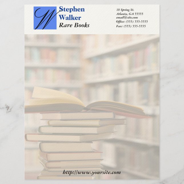 Custom Book Dealer Stationary Letterhead (Front)