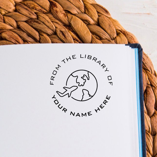 Custom Book Embosser | World Travellers Aeroplane Self-inking Stamp (Creator Uploaded)