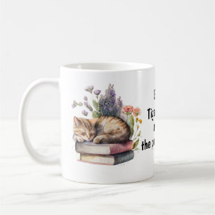 Custom book lovers, cat lover and coffee friend mug