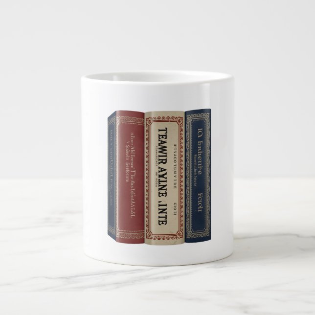 Custom Book Spine Art Personalised Family  Large Coffee Mug (Front)