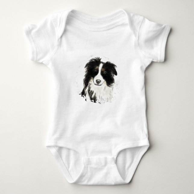 Custom Border Collie - Dog Collection Baby Bodysuit (Front)