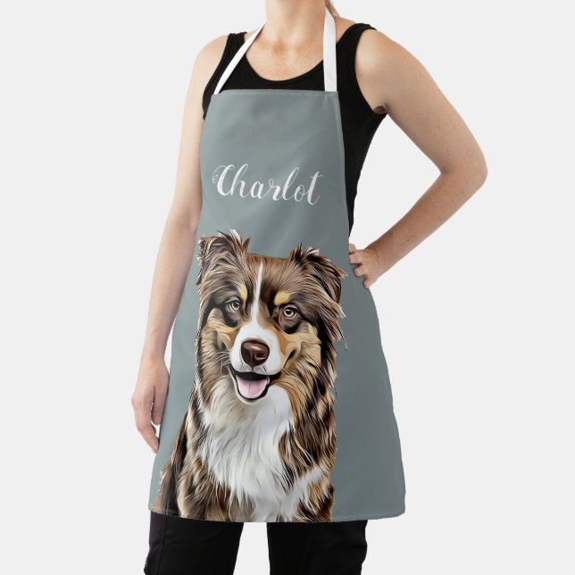 Custom Border Collie Dog Personalised Drawing Apron (Insitu)