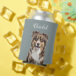 Custom Border Collie Dog Personalised Drawing Can Cooler