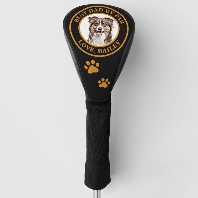 Custom Border Collie Dog Personalised Drawing Golf Head Cover (Front)