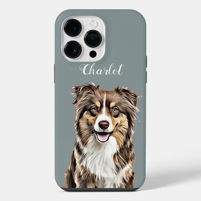 Custom Border Collie Dog Personalised Drawing iPhone Case (Back)