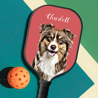 Custom Border Collie Dog Personalised Drawing Pickleball Paddle