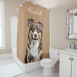Custom Border Collie Dog Personalised Drawing Shower Curtain