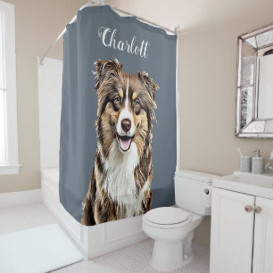 Custom Border Collie Dog Personalised Drawing Shower Curtain