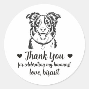 Custom Border Collie Dog Wedding Favour Stickers