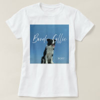 Custom Border Collie Photo Retro Blue Typography