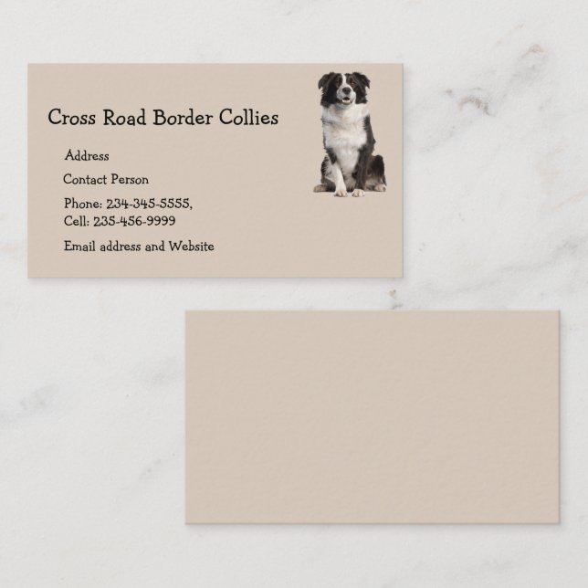 Custom Border Collies Dog Pet Animal Logo Business Business Card (Front/Back)