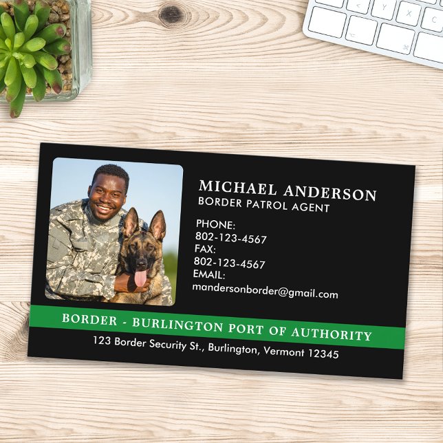 Custom Border Patrol Agent Photo Federal Military Business Card (Creator Uploaded)