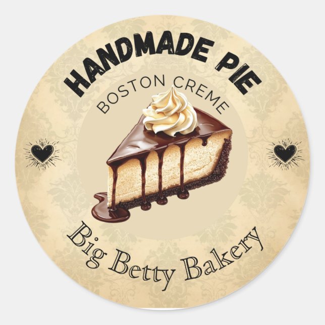 Custom Boston Cream Pie Labels | Personalised Bake (Front)