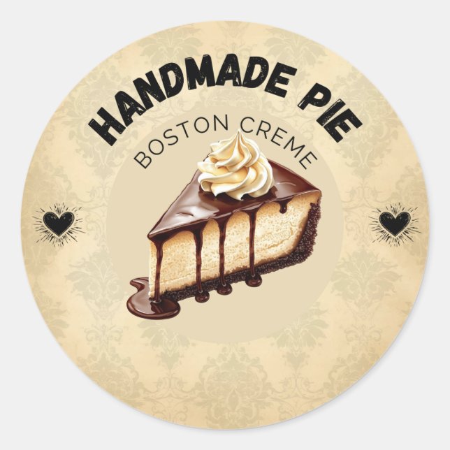 Custom Boston Cream Pie Labels | Personalised Bake (Front)
