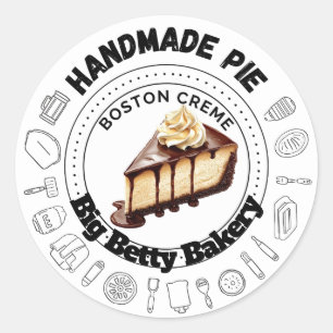 Custom Boston Cream Pie Labels   Personalised Bake