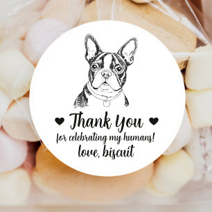 Custom Boston Terrier Dog Wedding Favour Stickers