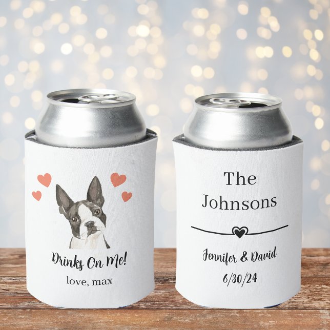 Custom Boston Terrier Pet Wedding Can Cooler (Creator Uploaded)