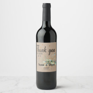 Custom  Botanical Boho Wedding Thank You Favours   Wine Label