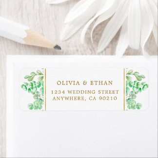 Custom Botanical Gold Greenery Return Address