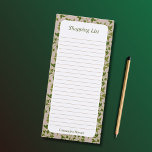 Custom Botanical Grocery Shopping List Magnetic Notepad<br><div class="desc">This botanical grocery shopping list magnetic notepad has lined pages and a green leafy pattern along the border. It can be personalised with a name to be given as a housewarming gift. Shopping List can also be customised to a different sort of list, such as To Do List. You can...</div>