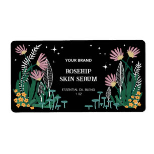 Custom Botanical Illustration Black Product Labels