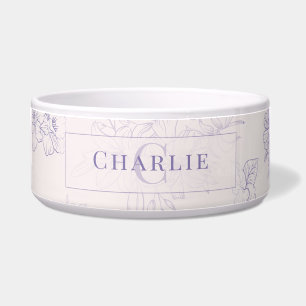 Custom Botanical Monogram Dog Cat Pet Bowl