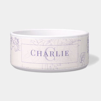 Custom Botanical Monogram | Dog Cat Pet Bowl